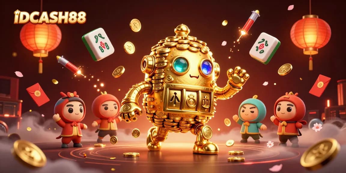 Engage in gaming adventures at IDCASH88 with a vibrant 3D depiction of thrilling casino action.