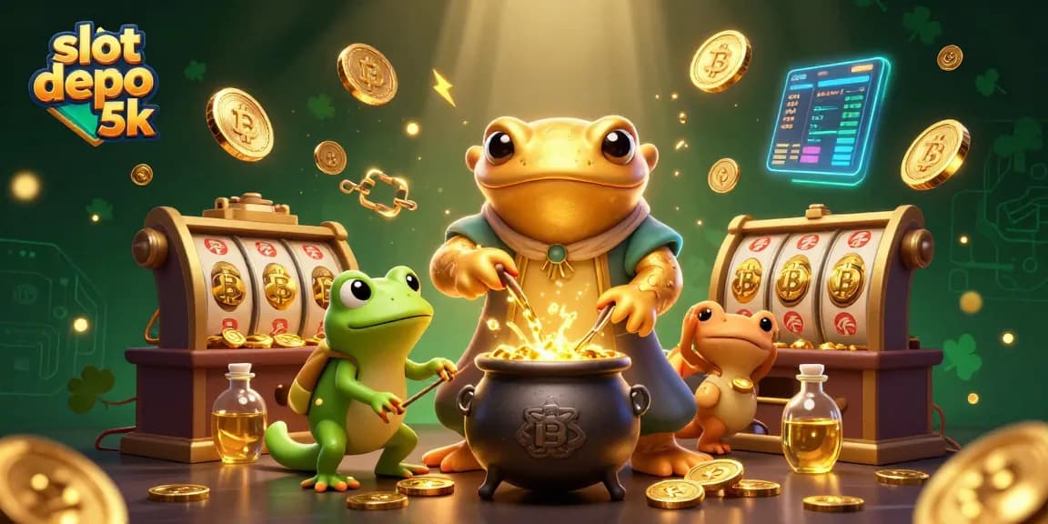 Experience exciting wins with slot depo 5k in a vibrant casino-themed scene.