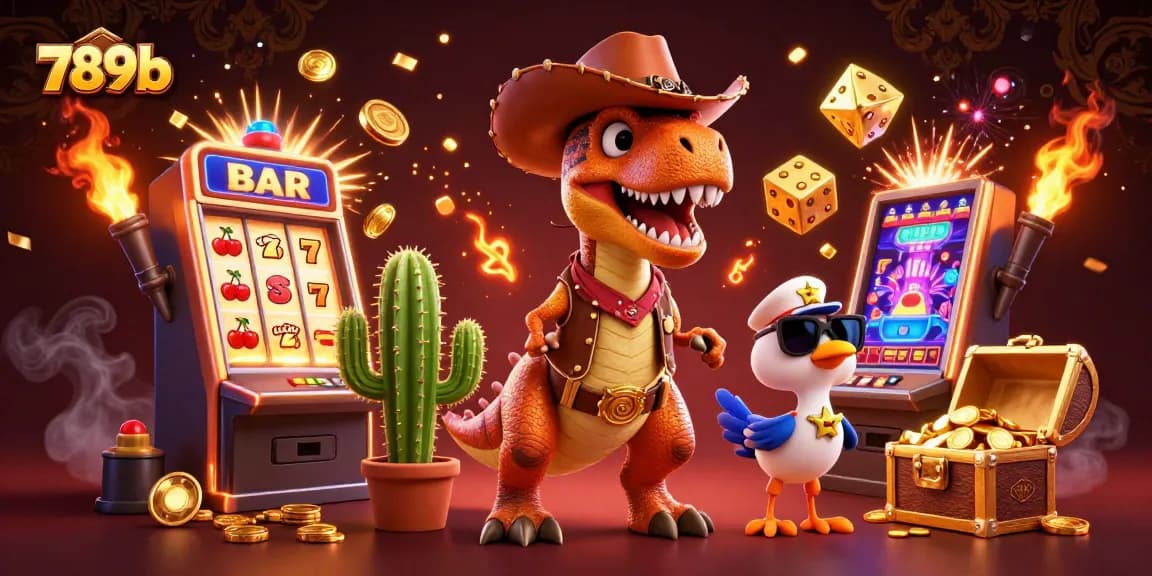 Spin to win at 789b with 3D characters celebrating jackpots in a vibrant casino scene.