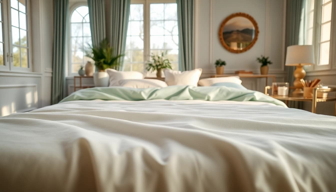 Ervaar de luxe van een goedkope molton hoeslaken in een stijlvolle slaapkamer.