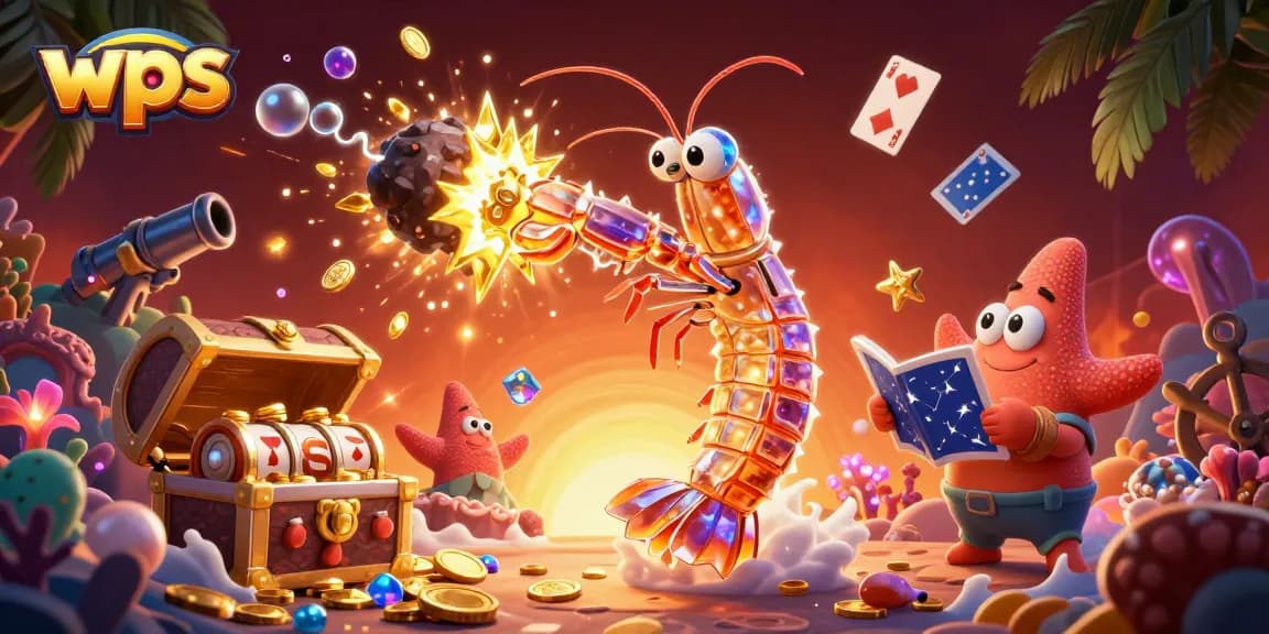 使用WPS进行在线赌场游戏时，看3D卡通银河武士拳击流星石，场景中遍布金币和老虎机，令人兴奋