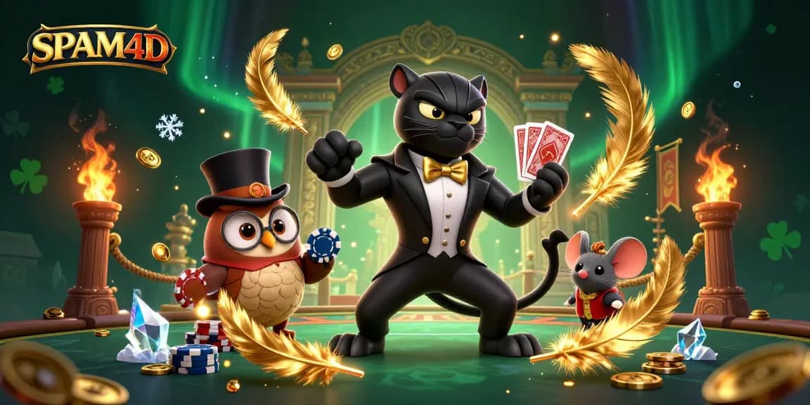SPAM4D membagikan kartu dalam suasana kasino dengan pemain dan chip poker