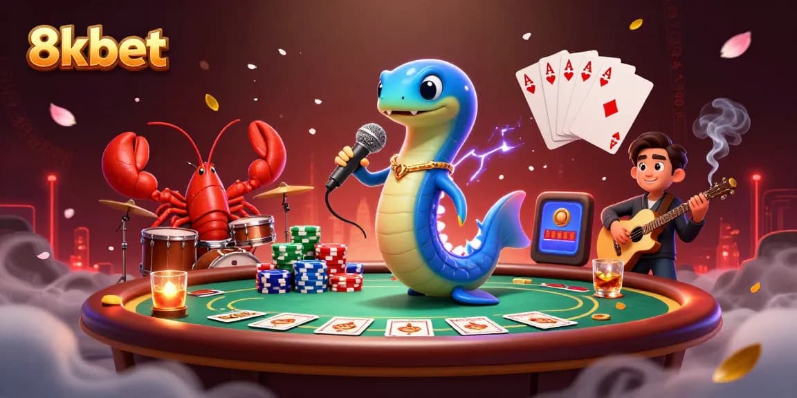 Engage in thrilling games at 8kbet with vibrant underwater casino scene featuring poker action.