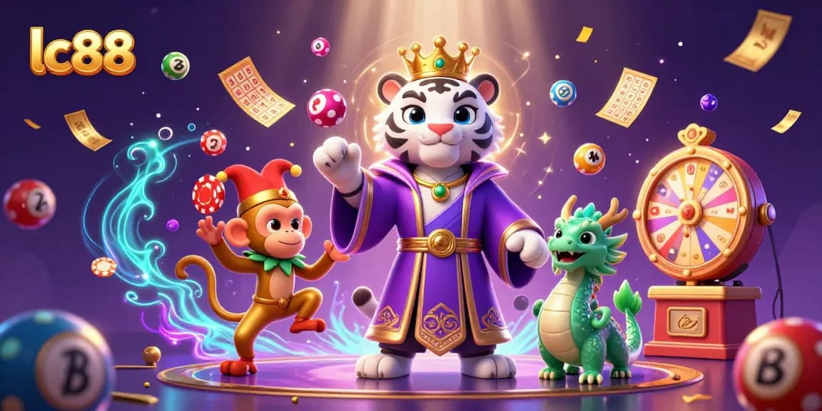 Experience excitement at lc88 with the vibrant casino-themed illustration featuring captivating characters and game elements.