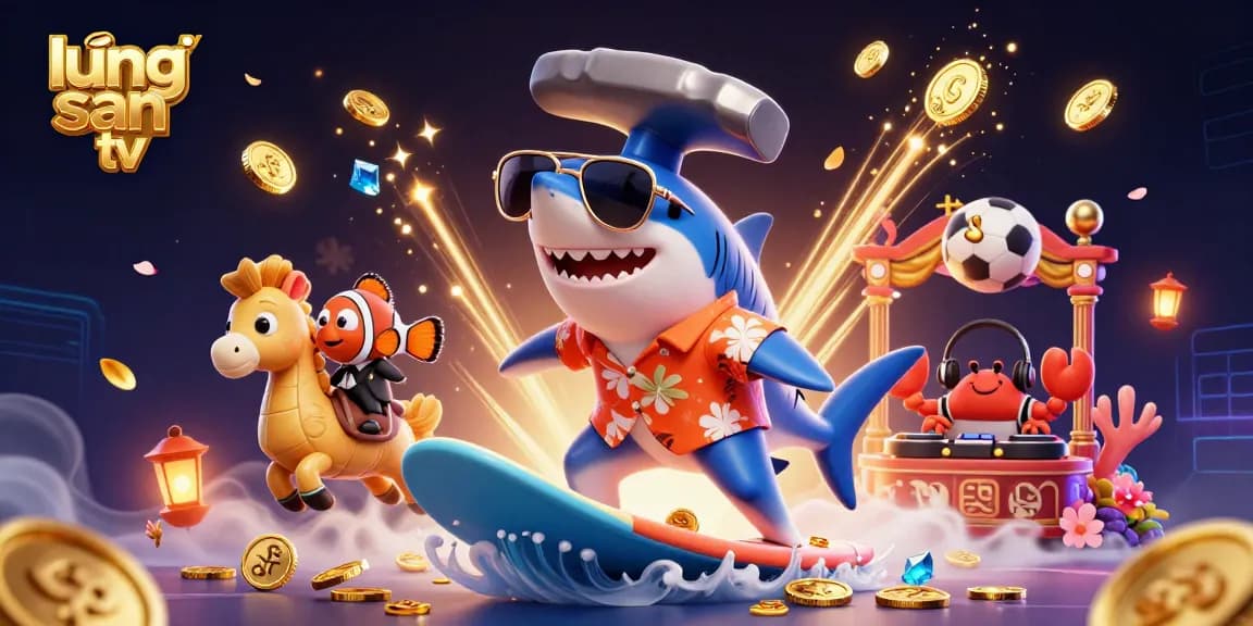 Lương Sơn TV showcases a vibrant underwater scene of sports elements celebrating betting success.