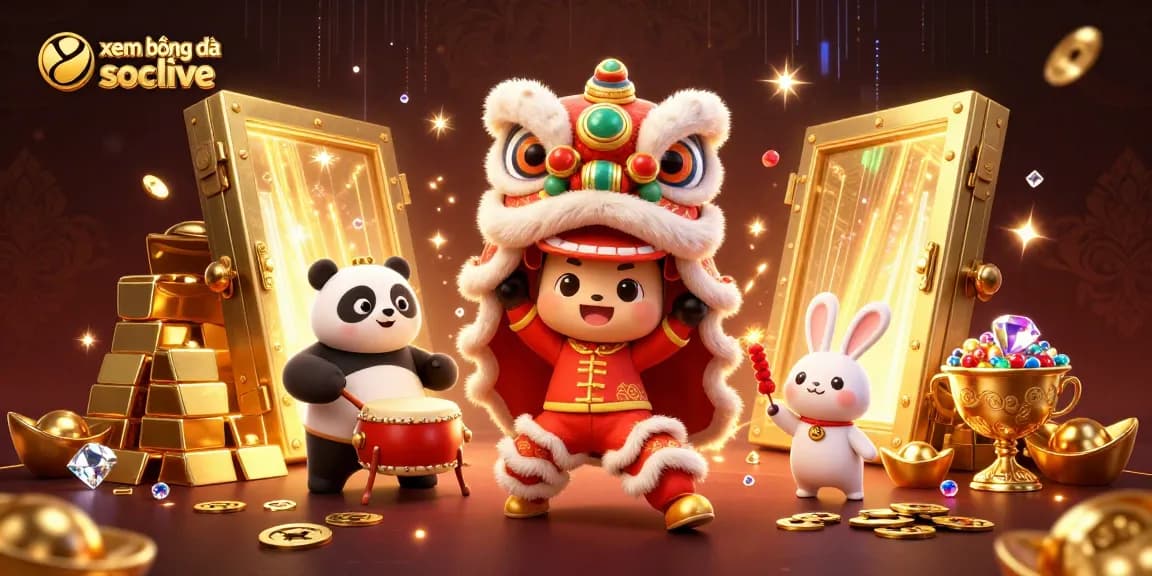 Experience xem bóng đá socolive with dynamic elements and vibrant characters in this 3D illustration.