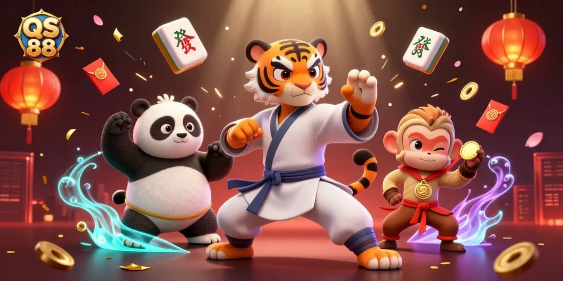 Engage with QS 88 in a thrilling 3D casino adventure featuring a kung fu tiger master.