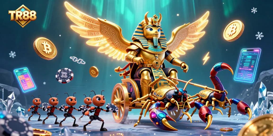 Engage with TR88's vibrant crypto casino scene showcasing stunning 3D characters and elements.