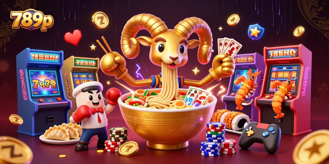 Experience gaming excitement with 789p's slot machine extravaganza featuring vibrant characters and casino elements.
