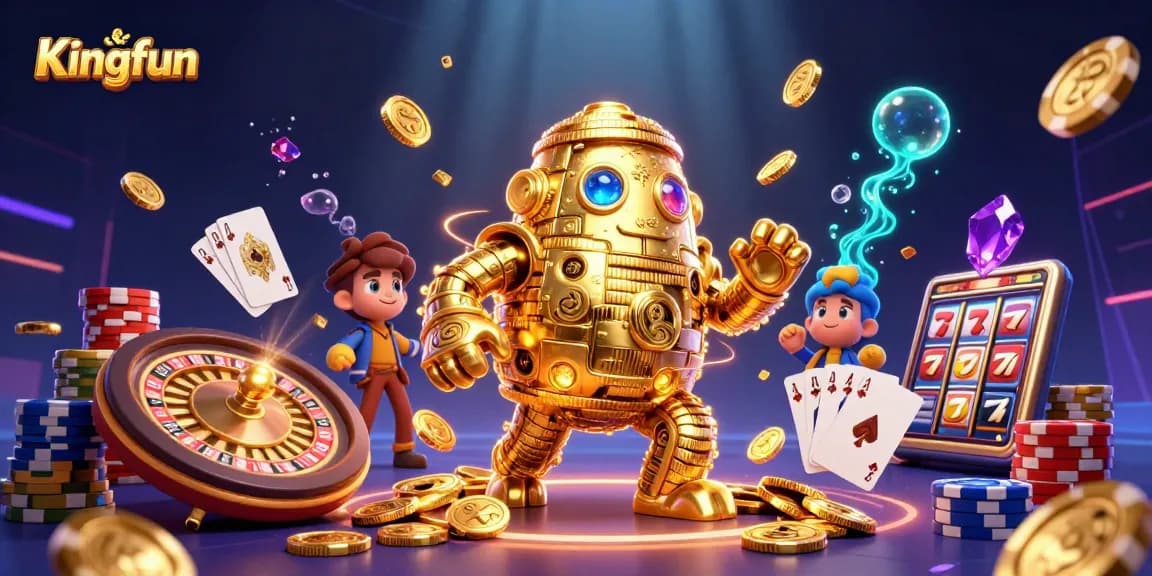Winning strategies at Kingfun with golden golem, coins, and slot elements!