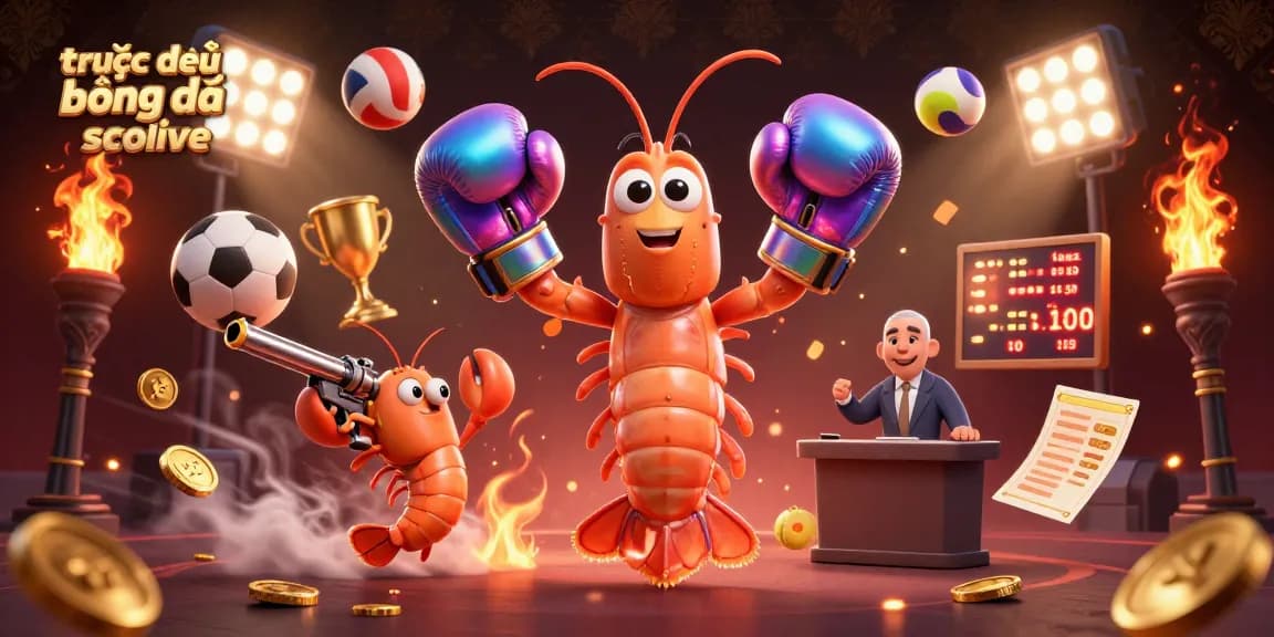 Experience trực tiếp bóng đá socolive with animated shrimp characters showcasing dynamic sports betting elements.
