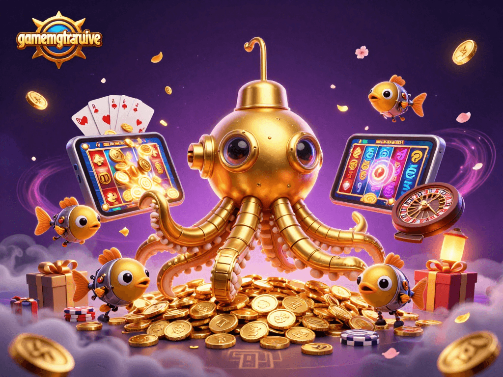 Engage with gamenongtraivuive's thrilling 3D casino adventure infused with golden krakens and vibrant games.