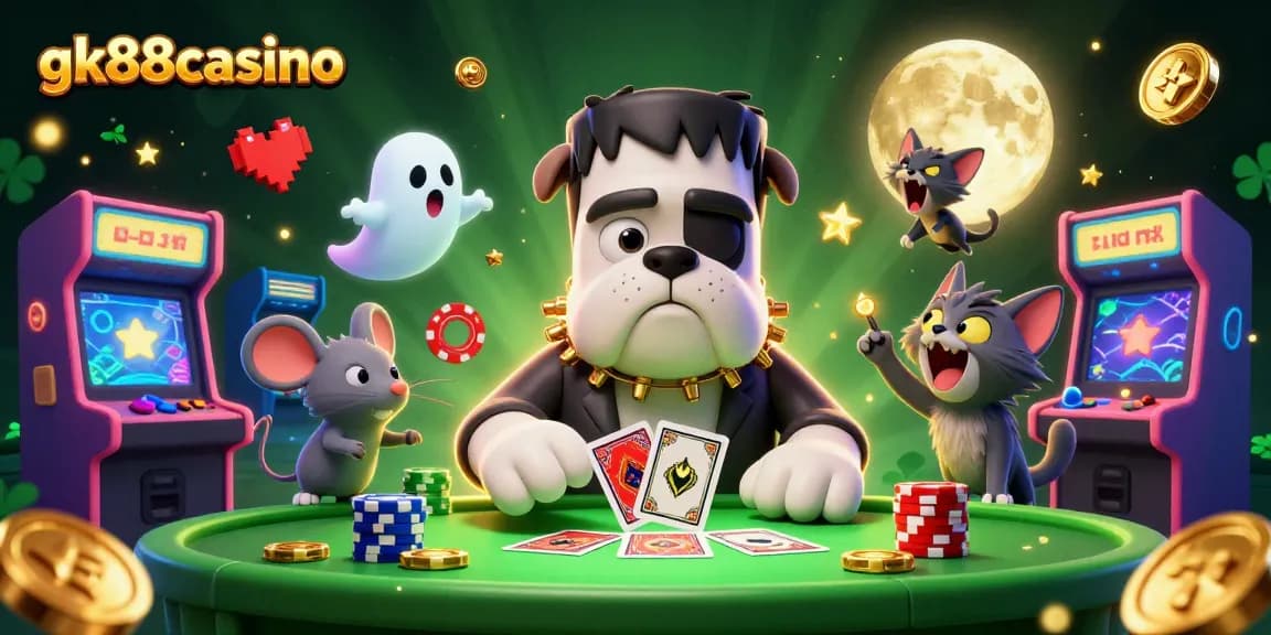 Engage with gk88casino's thrilling gaming experience with lively characters and vibrant casino elements.