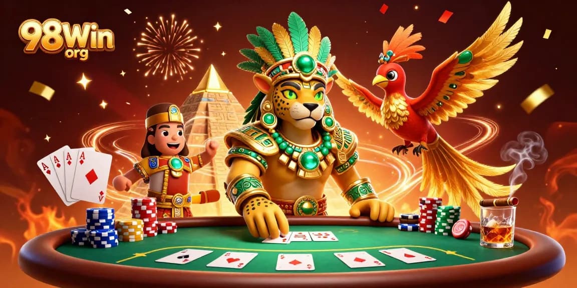 Experience thrilling gameplay at 98Win org with vibrant poker elements and lively casino atmosphere.
