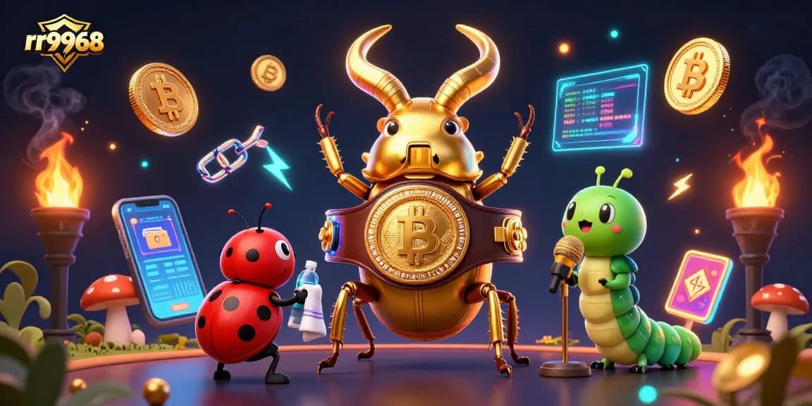 Engage with rr9968 in an animated gambling showdown featuring vibrant 3D characters and crypto elements.
