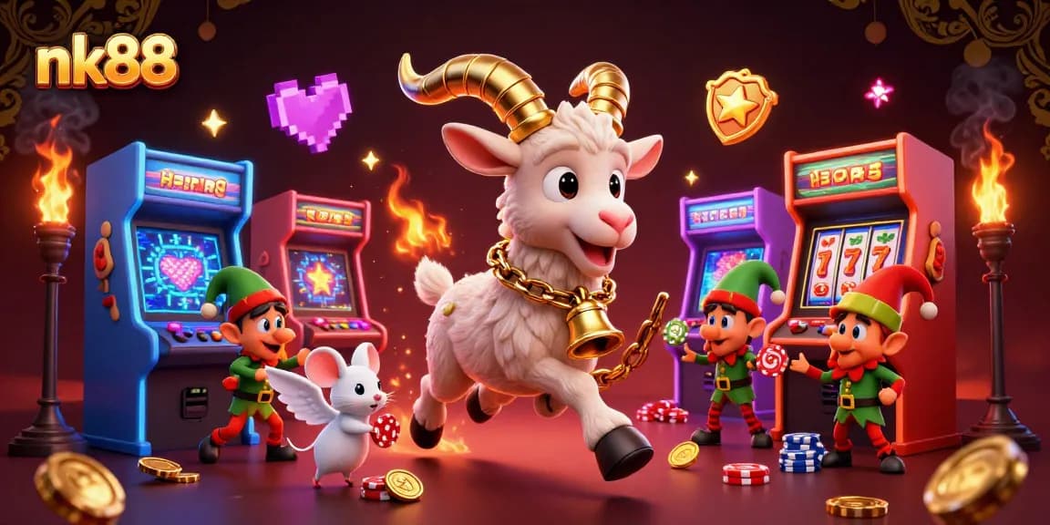 Enjoy thrilling moments at nk88 casino with the mischievous Krampus and playful characters in action.