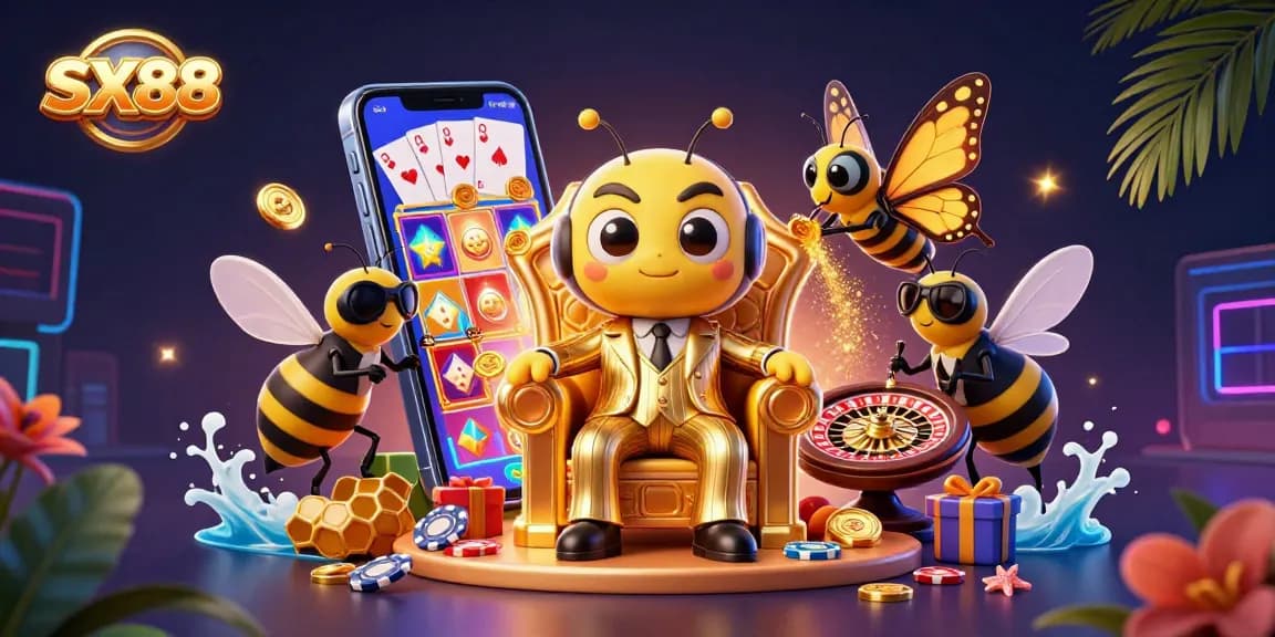 SX88 presents thrilling casino gameplay with cartoon characters in an enchanting gambling scene.