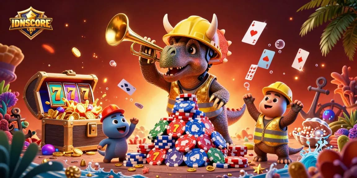 Celebrate your wins at IDNSCORE with vibrant 3D illustration showcasing dynamic slot action.