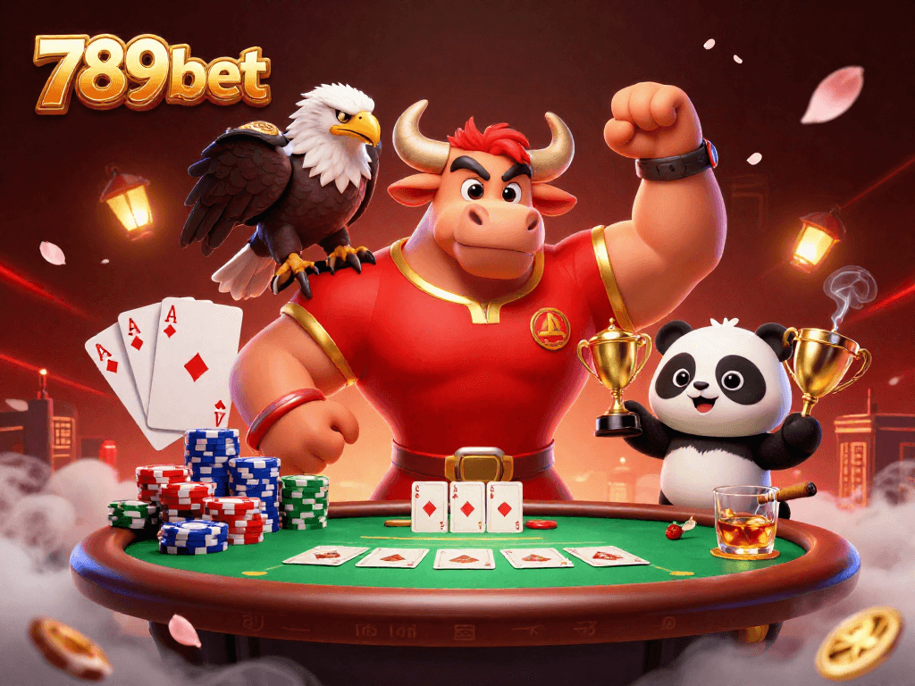 Experience the thrilling action at 789bet with our vibrant 3D casino scene full of poker excitement.