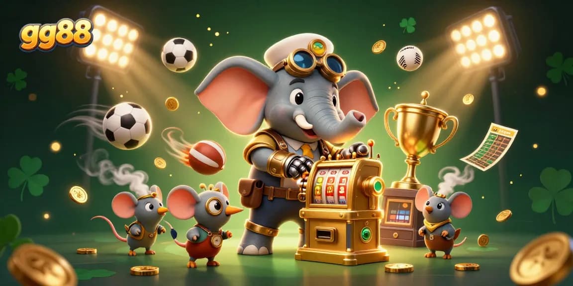 Win big with gg88 at the exciting golden slot machine in a vibrant casino scene.