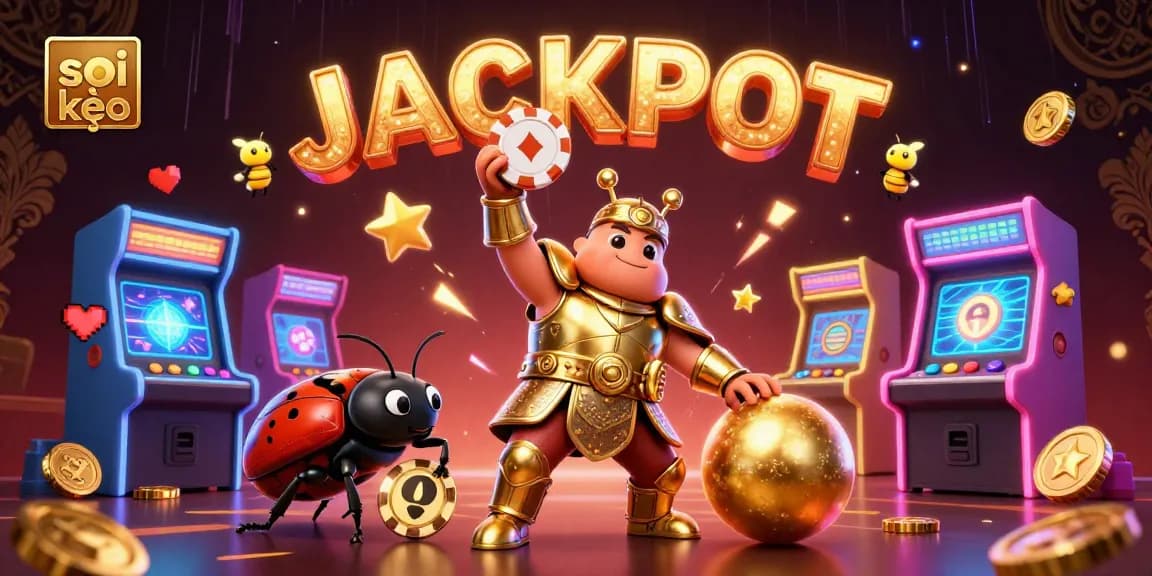 Play soi kèo strategies with the hercules beetle in a vibrant casino-themed scene.