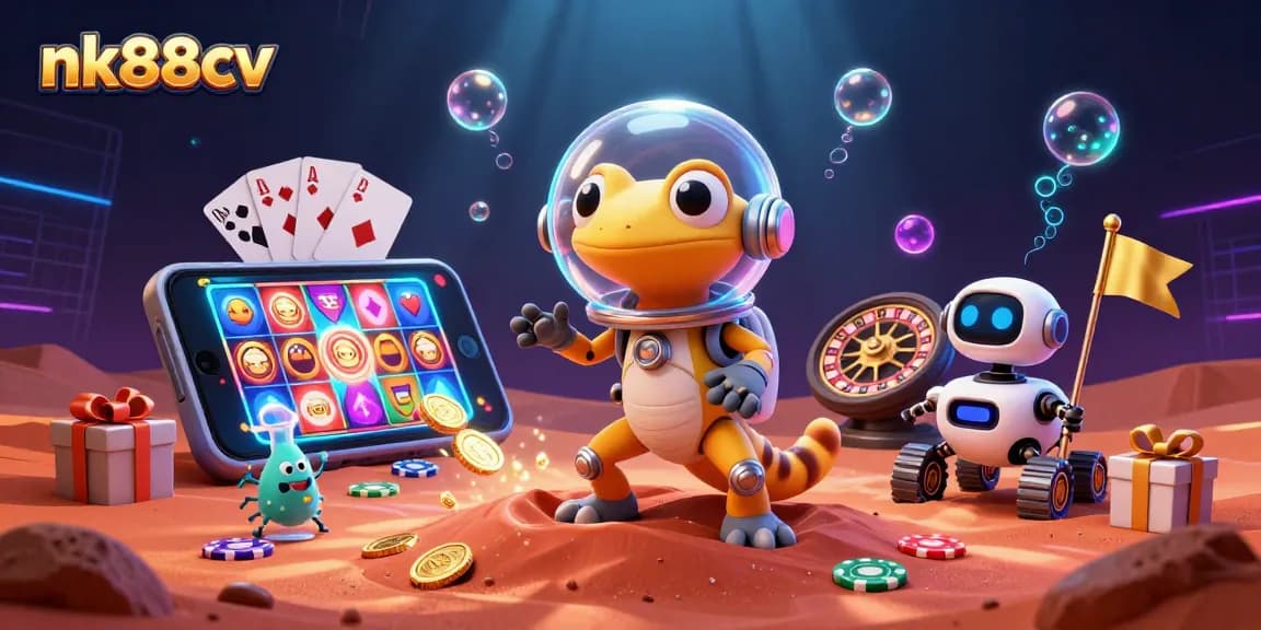 Engage with exciting gaming features at nk88cv, where a Martian gecko discovers a golden casino.