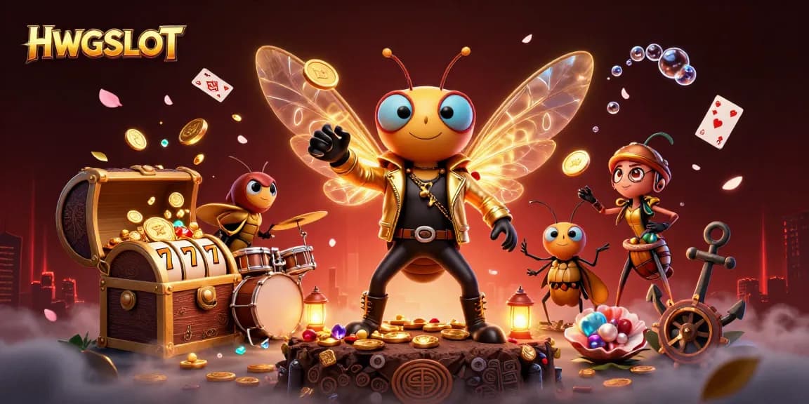 Engage with HWGSLOT's vibrant slot experience featuring dynamic characters and animated game elements.