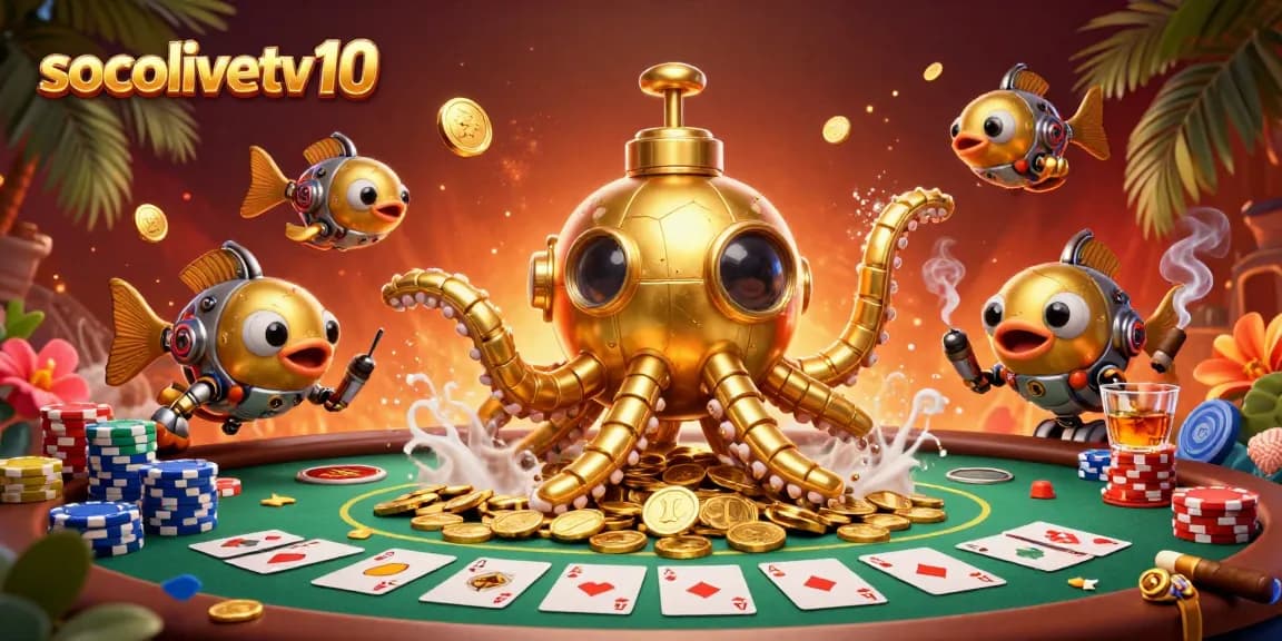 Experience thrilling betting at socolivetv10 with a vibrant scene featuring golden treasures and poker excitement.