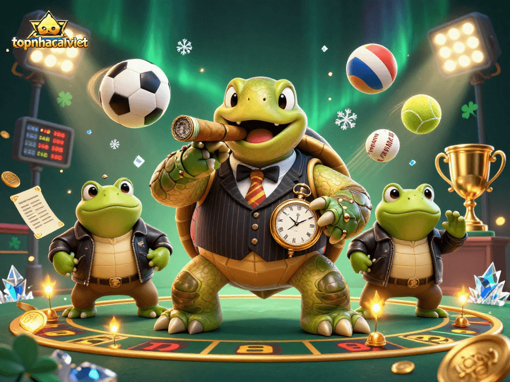 Experience excitement at topnhacaiviet with vibrant 3D casino characters and dynamic sports elements.