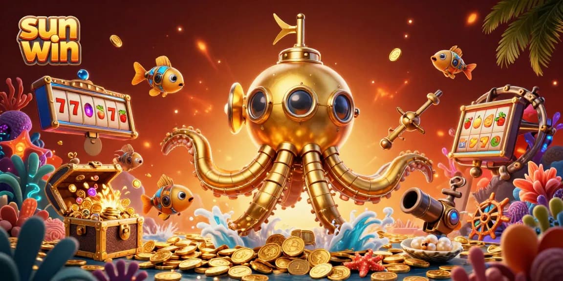 Experience thrilling wins with sun win amid golden coins and vibrant slot game action.