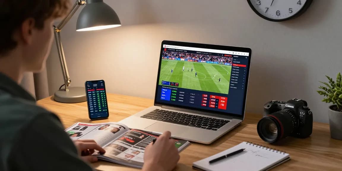 Situs Taruhan Bola Terpercaya user engaging with trusted betting site, laptop showing live sports