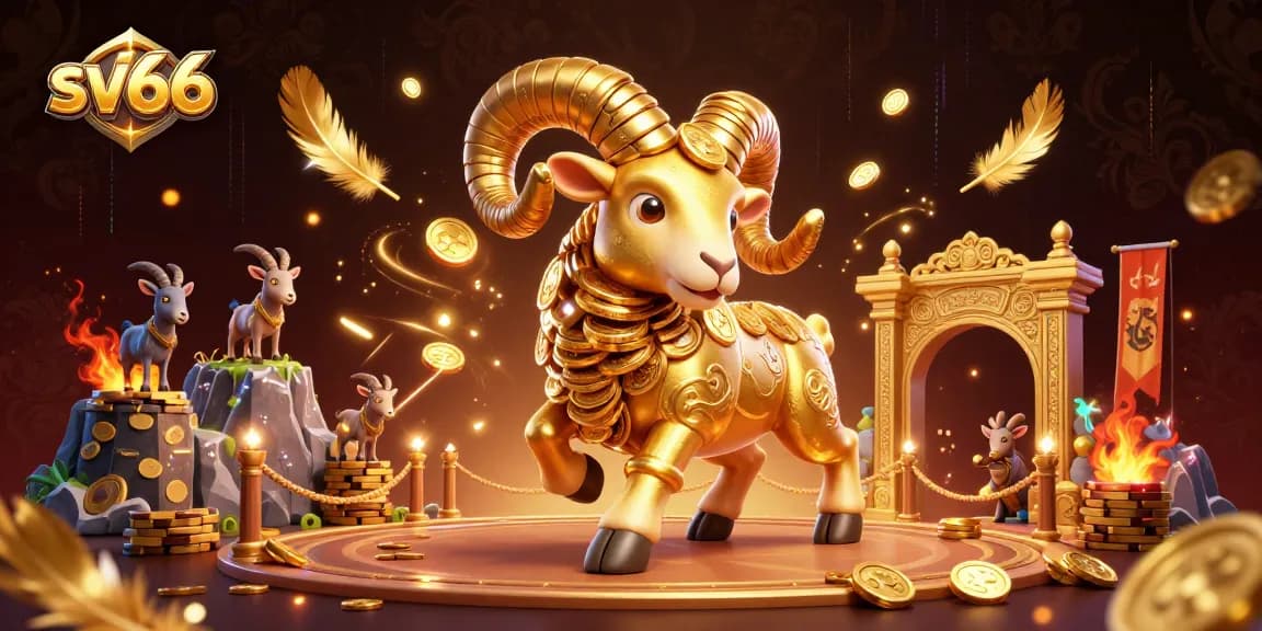 Experience thrilling gameplay with sv66, featuring a golden ram charging through a dynamic casino scene.