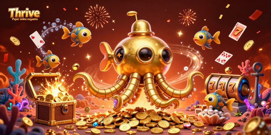 Experience thrilling casino action with the depiction of the Thrive Paper online magazine's vibrant gambling scene.