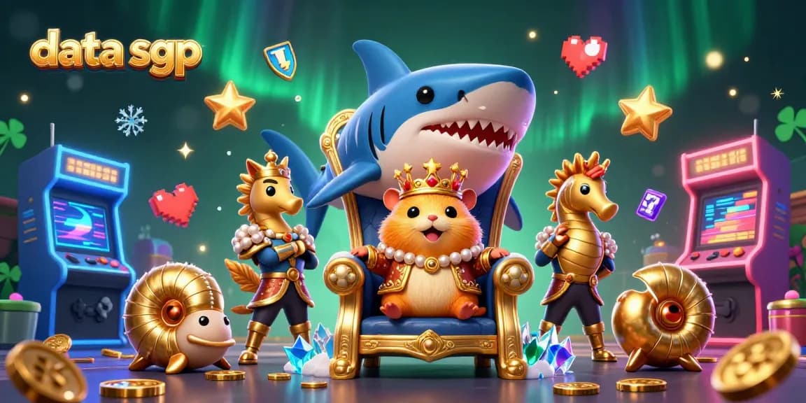 Engage with data sgp through a vibrant 3D scene of a hamster king in a casino-themed adventure.