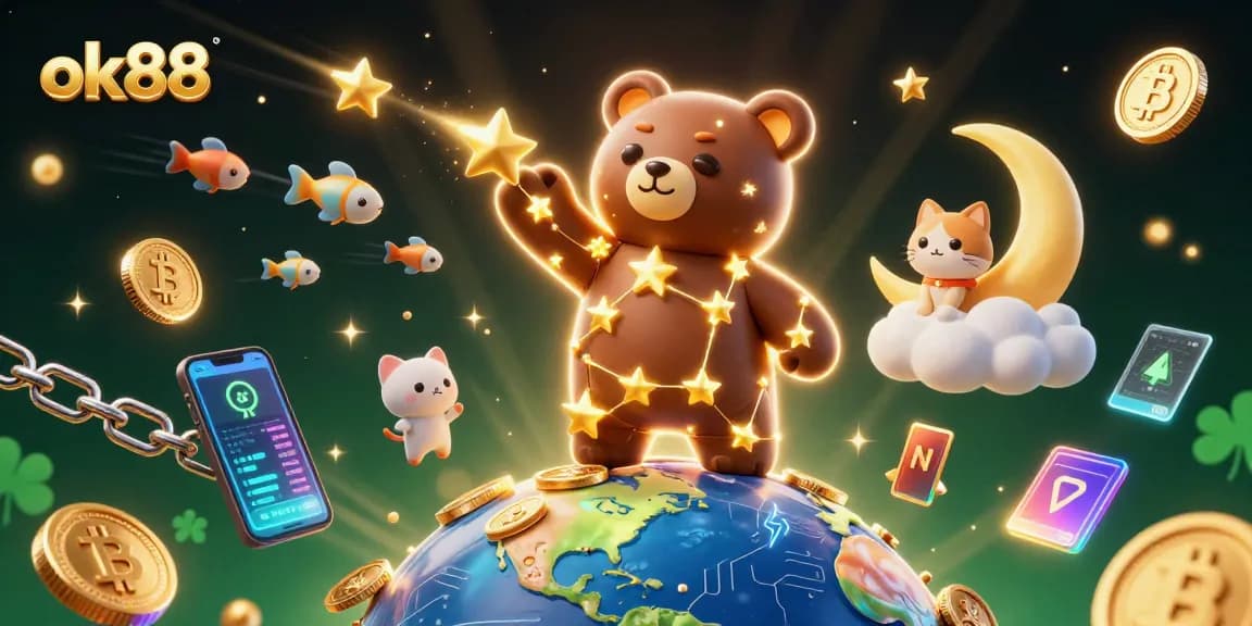 Join the excitement at ok88 with winning strategies depicted in a vibrant casino-themed illustration.