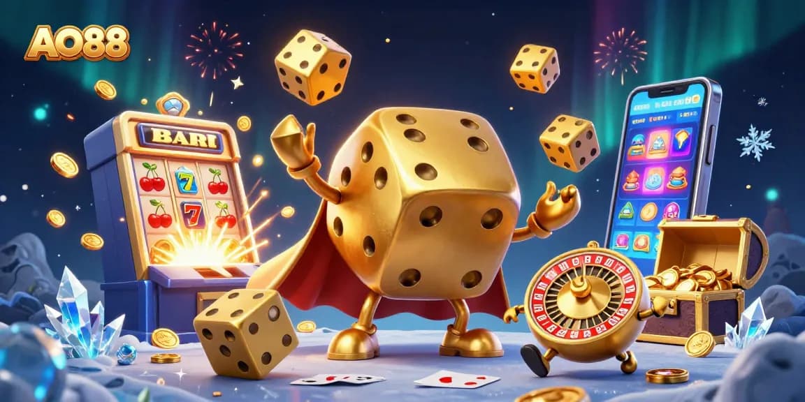 Experience thrilling games at AO88 with vibrant casino elements and dynamic characters.