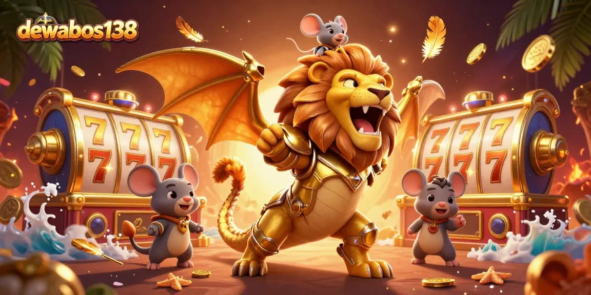 Experience thrilling wins at dewabos138 with slot reels spinning amidst a vibrant casino scene.