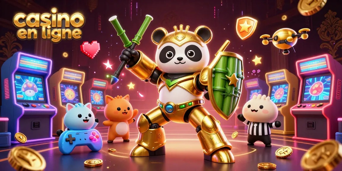 Jouez au casino en ligne avec une illustration dynamique de personnages animés dans un environnement captivant.