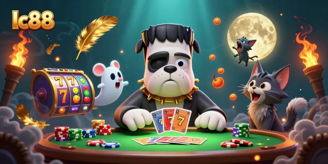 Experience thrilling moments with lc88 at a vibrant casino scene featuring unique characters and game elements.