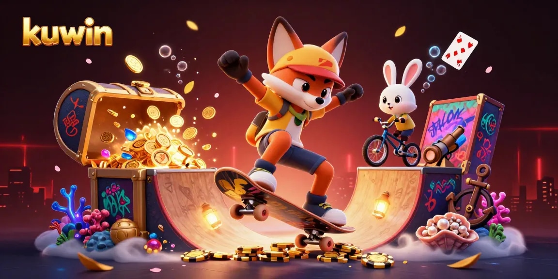 Kuwin players enjoying dynamic 3D casino adventures with vibrant characters and engaging elements