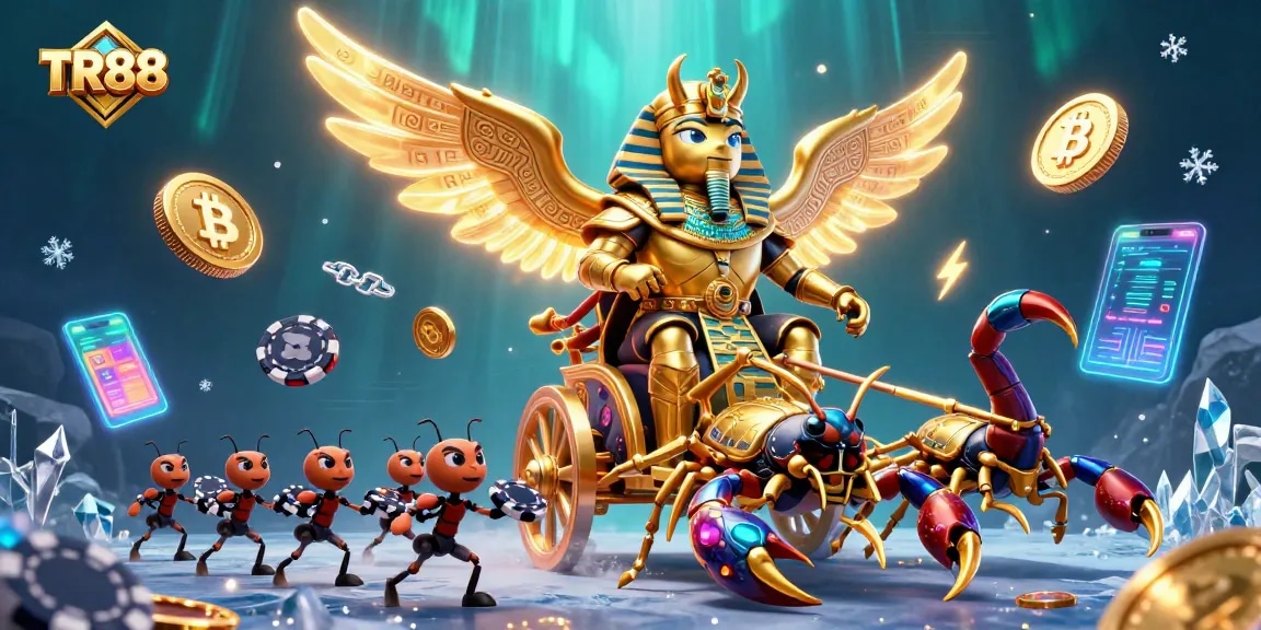 Engage with TR88's vibrant crypto casino scene showcasing stunning 3D characters and elements.