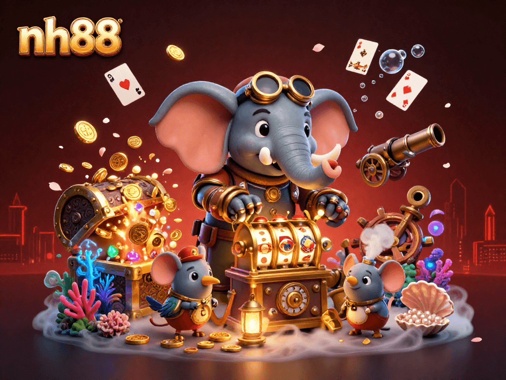 Experience thrilling gameplay at nh88 with a vibrant steampunk-themed casino scene filled with adventure.