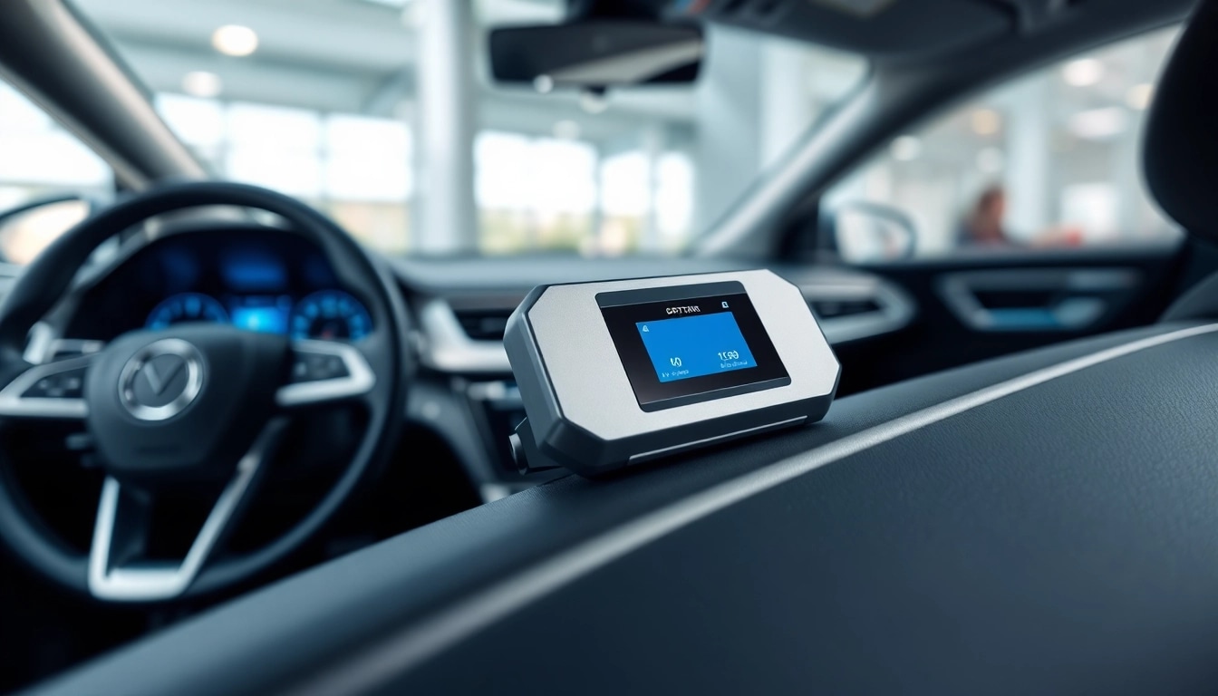 Showcasing Insurance approved trackers on a modern car dashboard with a sleek design.