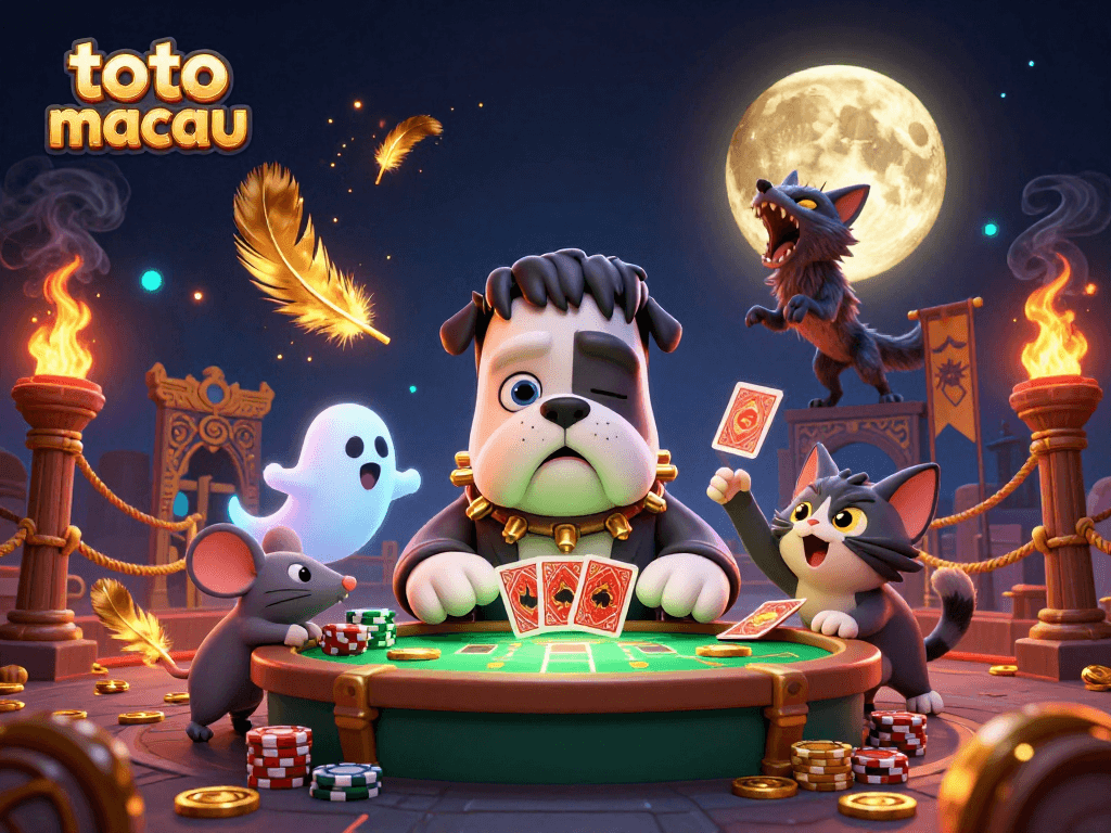 Experience thrilling bets with toto macau in a lively scene featuring iconic monsters and vibrant casino elements.