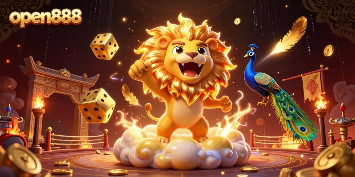 Experience thrilling bets with open888 in a vibrant, dynamic casino illustration.