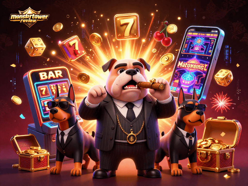 Experience the thrill of gaming with monstertowerreview featuring a flashy casino scene bursting with winning elements.