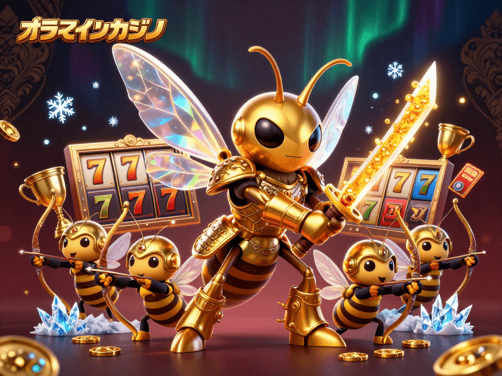 オンラインカジノのゲームを楽しむキャラクターたちが描かれたカラフルな3Dイラスト。
