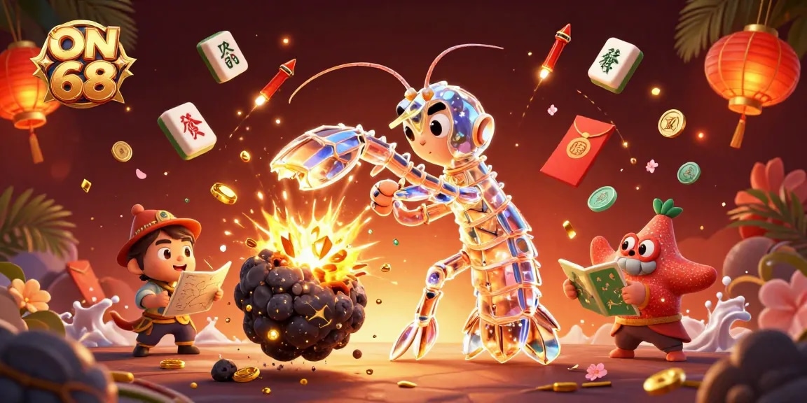 Experience the excitement of ON 68 with a vibrant casino scene featuring a galactic samurai and shimmering treasures.