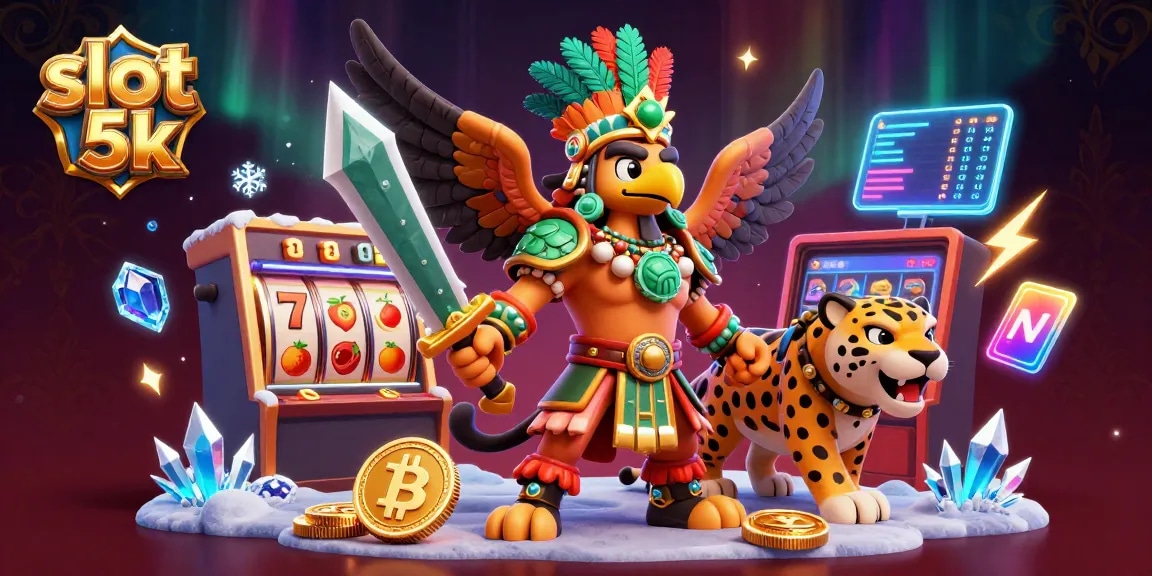 Spin the reels with slot 5k and join the thrilling quest with Aztec characters in a vibrant casino.