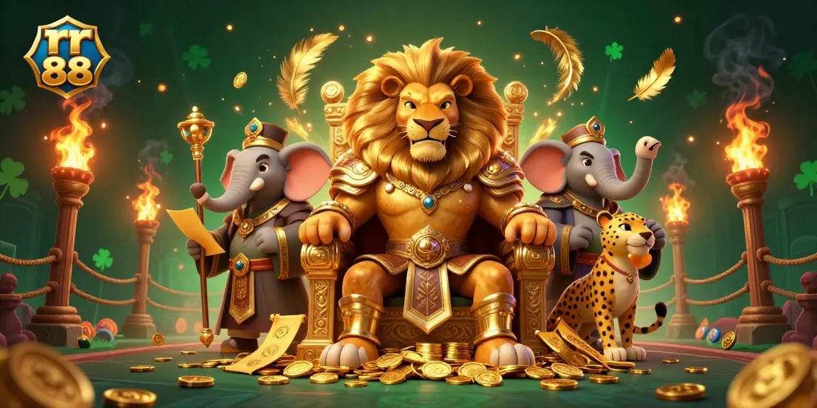 Play for big wins at rr 88 with dynamic lion king characters in an engaging 3D casino scene.